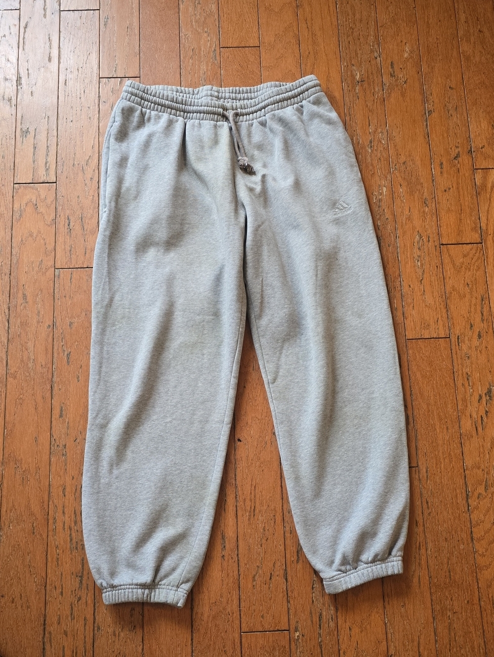 adidas Mens Light Gray Sweatpants with Elastic Cuffs